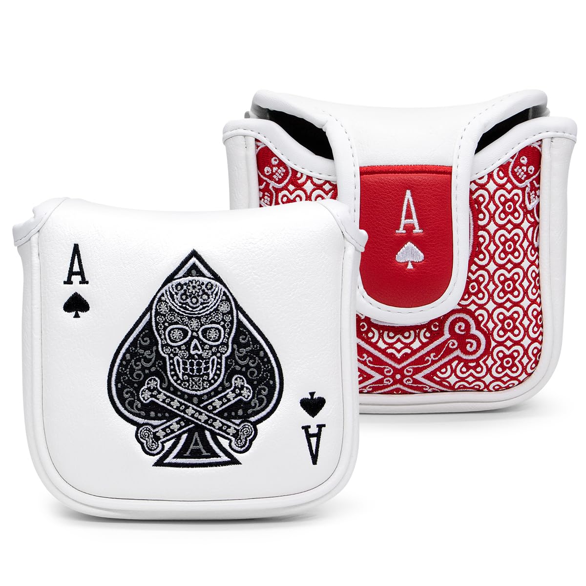 Golf Club Head Covers for Driver Cover, Fairway Wood Cover Hybrid Cover, Ace Poker Premium Leather Golf Headcovers with Interchangeable No. Tags Fits