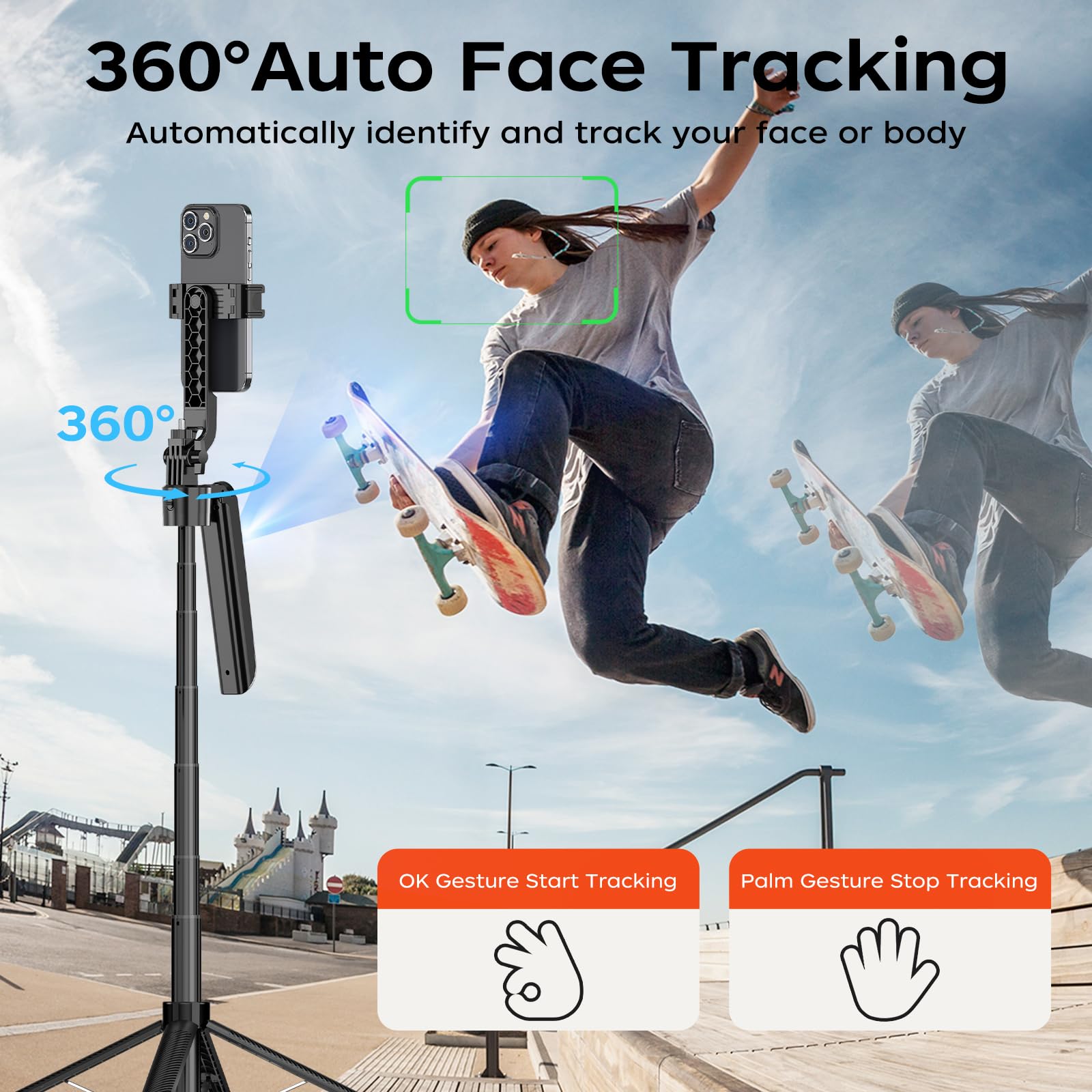 Treppiede per iPhone con telecomando, allungabile da 177,8 cm, rotazione a 360°, per Android, supporto per telefono, registrazione video per creatori di contenuti, vlog, live streaming, TIK