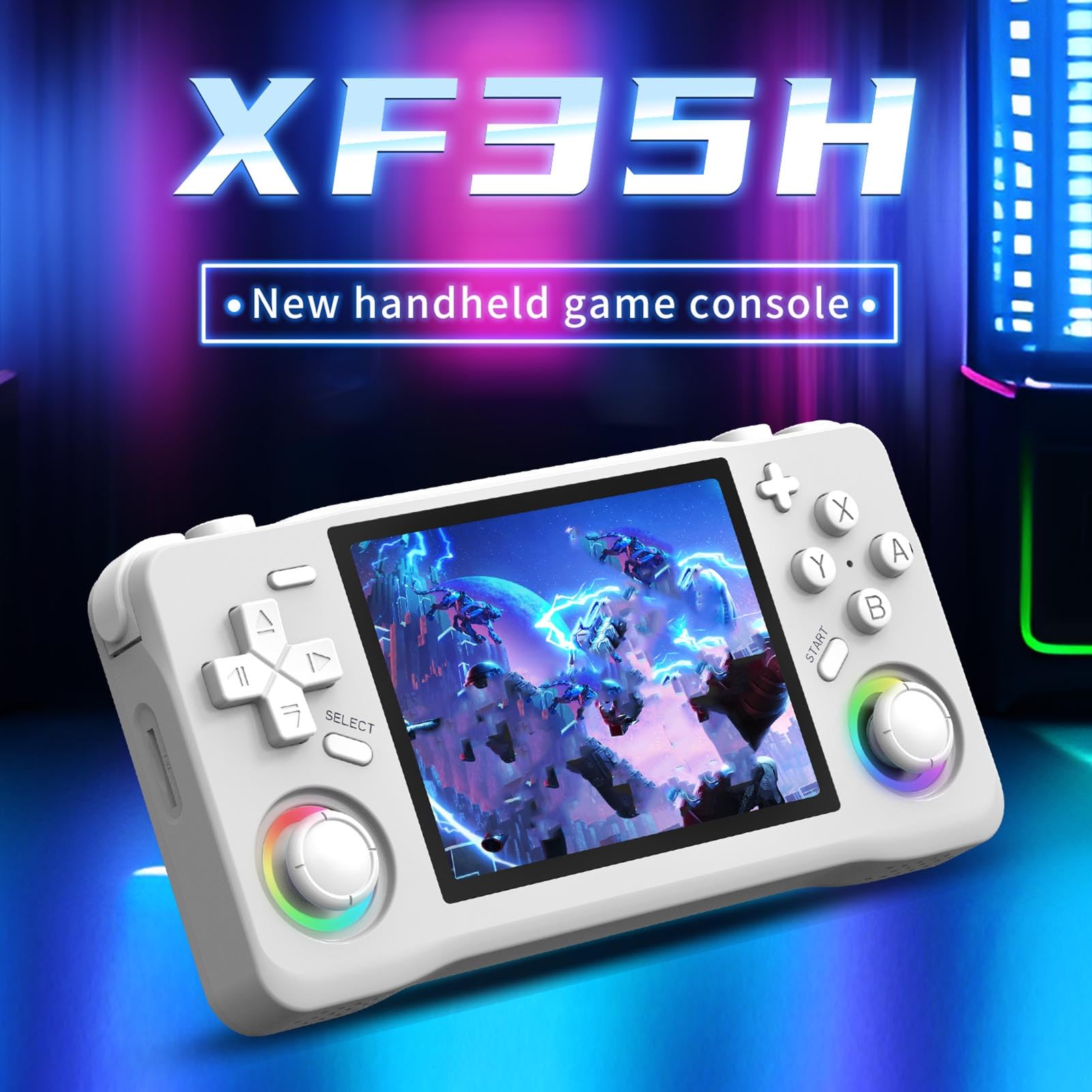 Bewinner Retro-Handheld-Spielekonsole, 3,5-Zoll-HD-Bildschirm, RK3326 64-Bit-Konsole mit 4000-mAh-, tragbarer Gaming-Player für N64 GBA SFC, unterstützt mehrere Emulatoren (128GB)