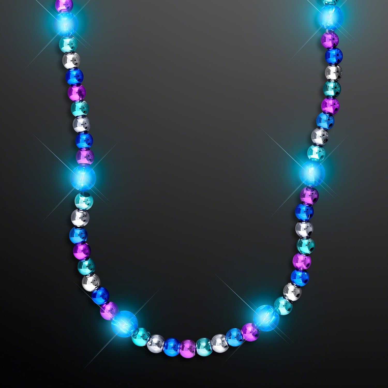 FlashingBlinkyLights Turquoise Light Up LED Bead Necklace (Set of 12)