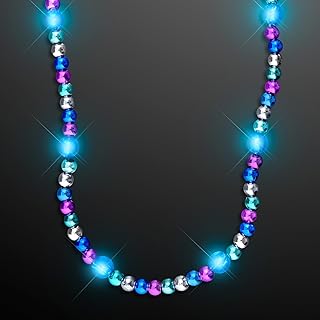 FlashingBlinkyLights Turquoise Light Up LED Bead Necklace (Set of 12)