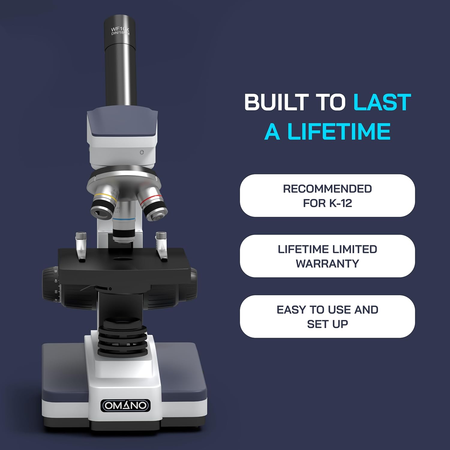 Omano Discovery Professional Microscope Set for College Students - Inspire STEM Learning - Compound Microscope Kit with 40x, 100x, 400x Magnification