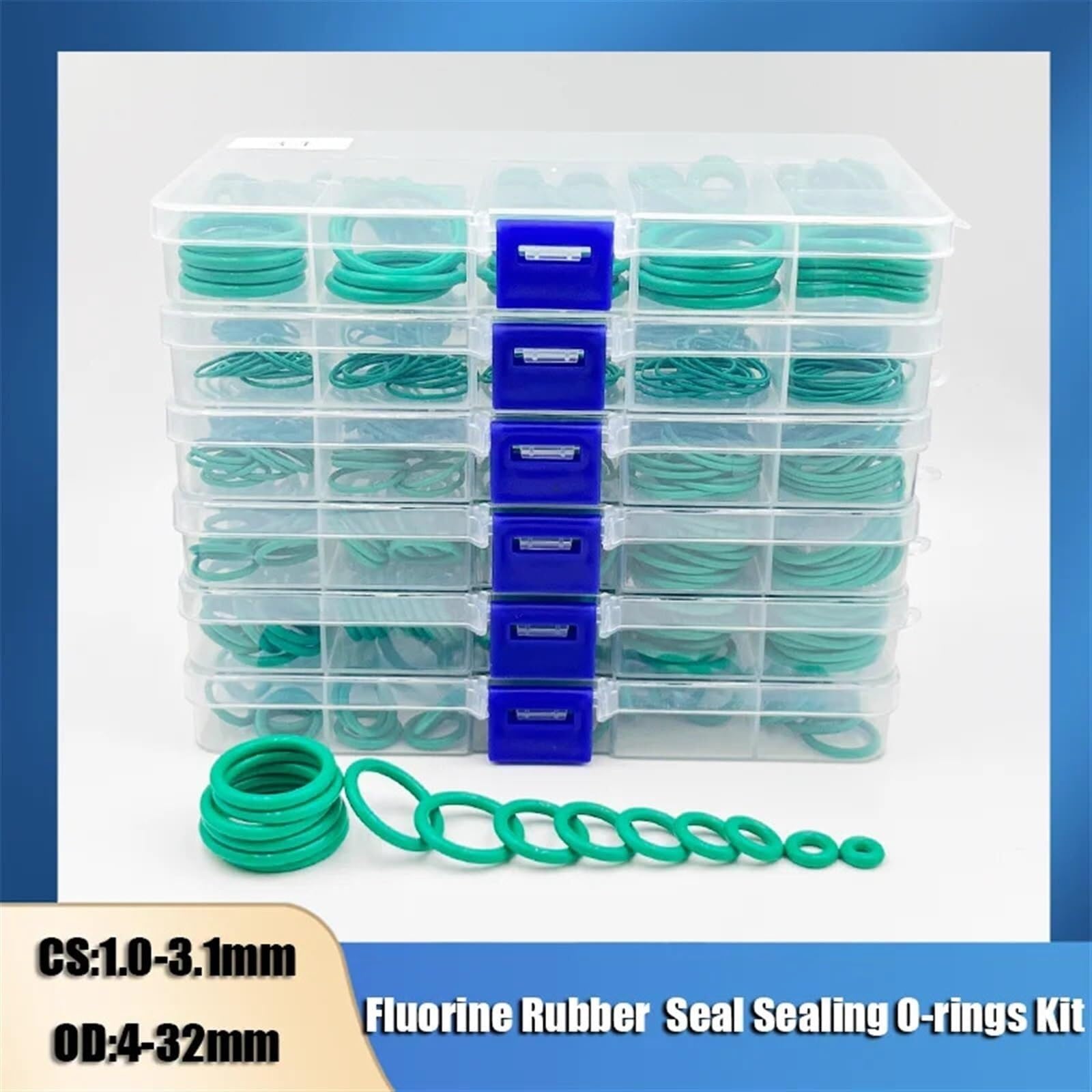 O-Ring Fluorkautschuk-O-Ring-Set, 1 mm ~ 3,1 mm, grün, Fluorkautschuk, Fluorkautschuk, O-Ring-Dichtung, Isolieröl, hohe Temperaturbeständigkeit, Fluor(2.4mm 250PCS (1set))
