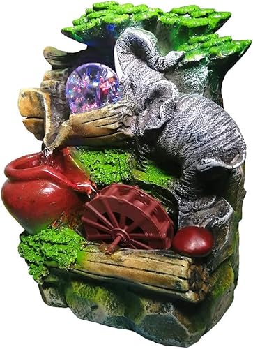 Miniatura 2 de Tabletop Fountain Indoor Small Rockery Desktop Mountain Cascading Waterfalls with Rolling Ball Waterwheel for Gift and Decoration