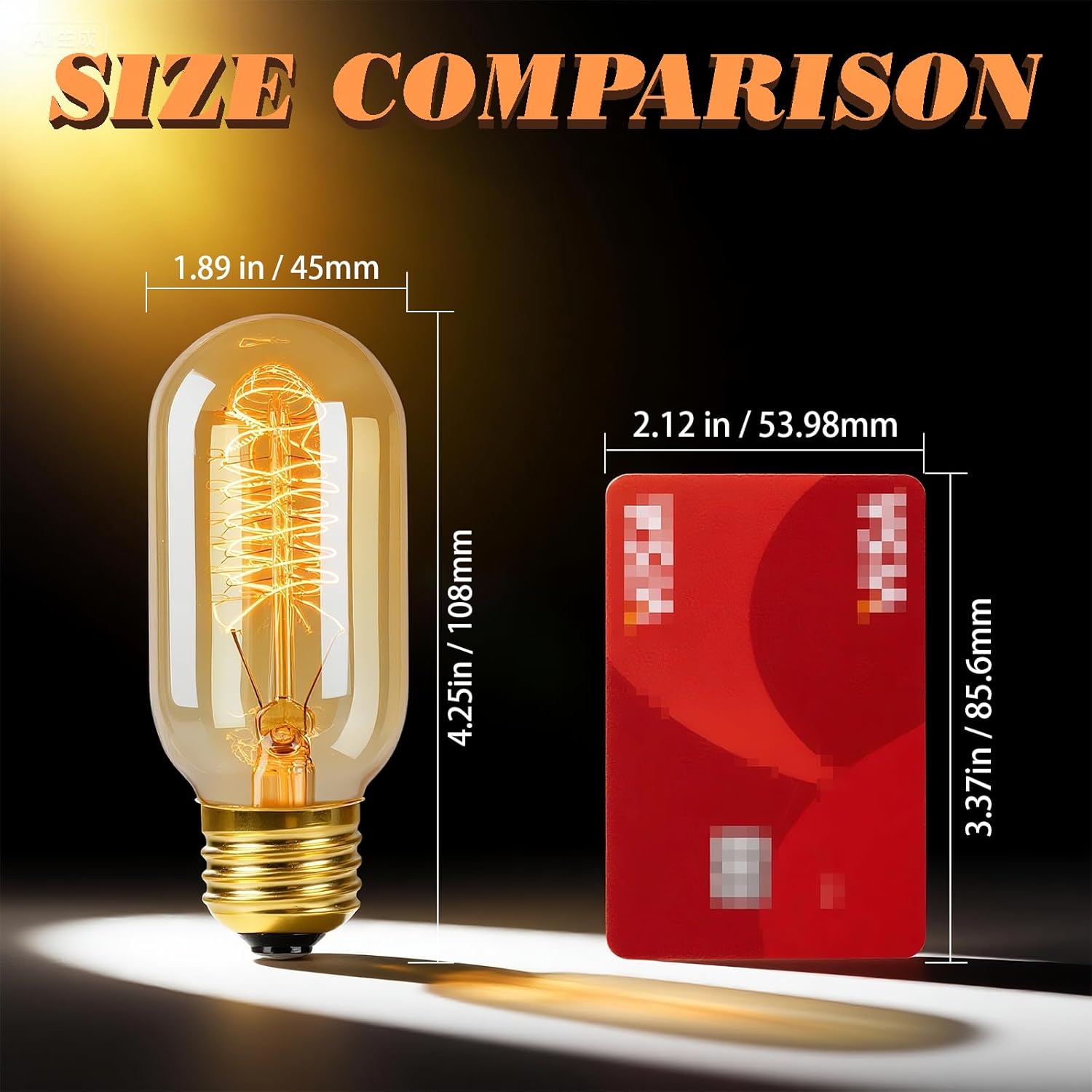 Vintage Edison Light Bulbs 60W Dimmable, E26 Base T45 Decorative Antique Filament Bulbs with Warm Amber Glow for Chandeliers, Bedrooms & Dining Rooms (12 Pack)
