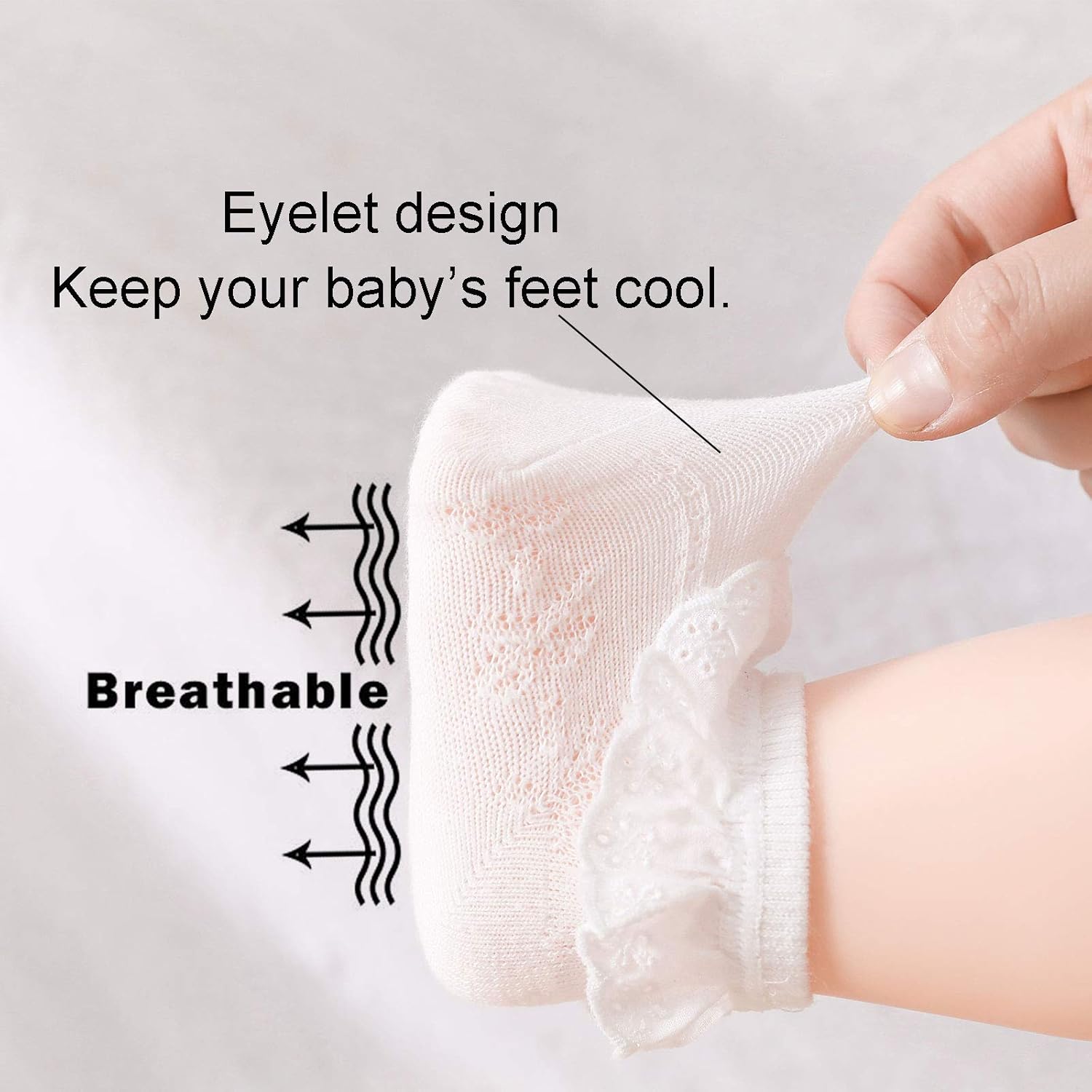 Mini angel Baby Lace Socks Baby Girl Double/Eyelet Lace Ruffle Frilly Socks for Newborn Infant and toddlers Gift Set - Image 3