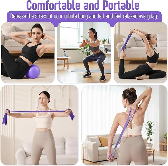 Kit de Pilates AMAVIK 15 Piezas con Bandas de Resistencia, Aro y Pelota miniatura 6