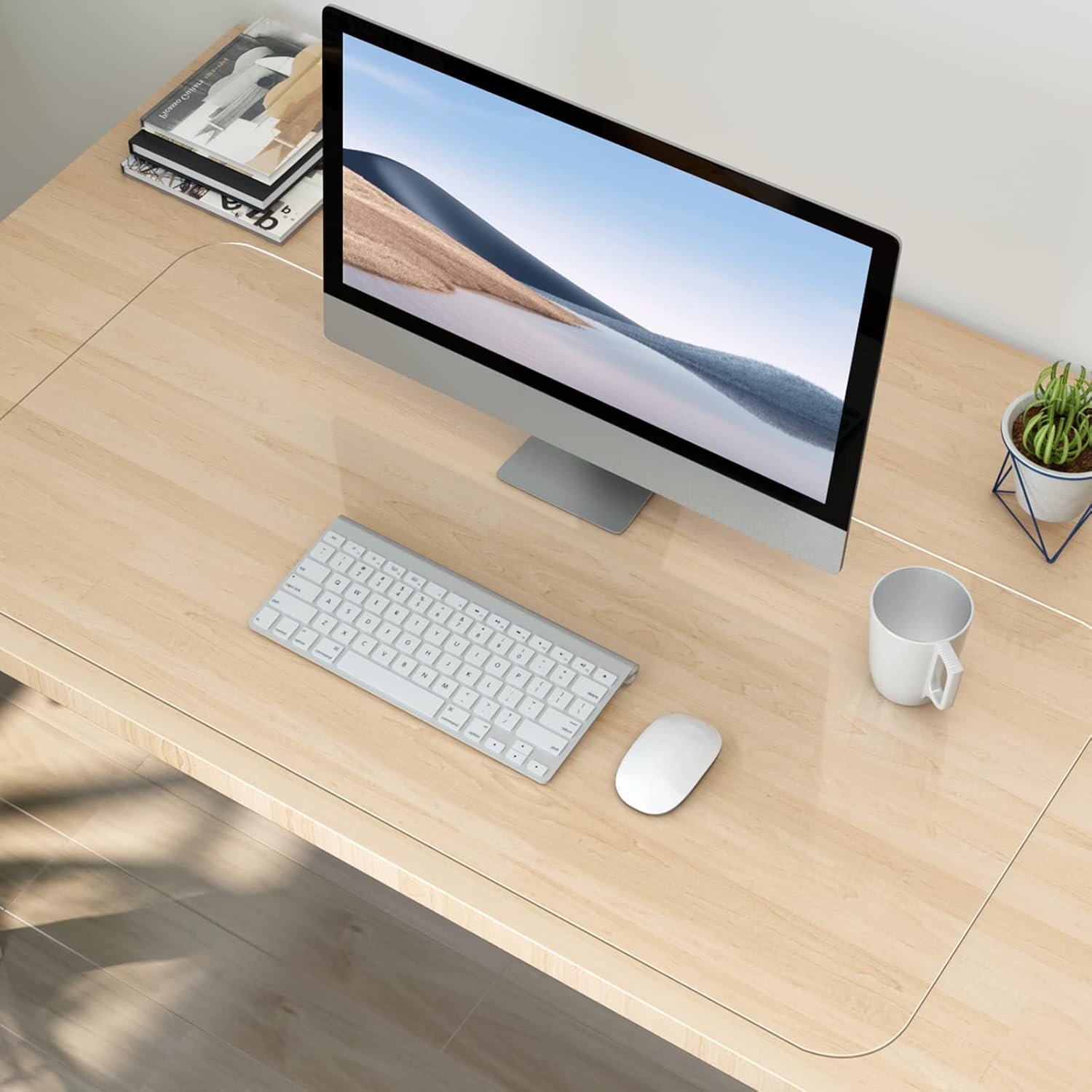 NATRKE Clear Desk Mat Pad, 90x40 cm Large Transparent Desk Protector