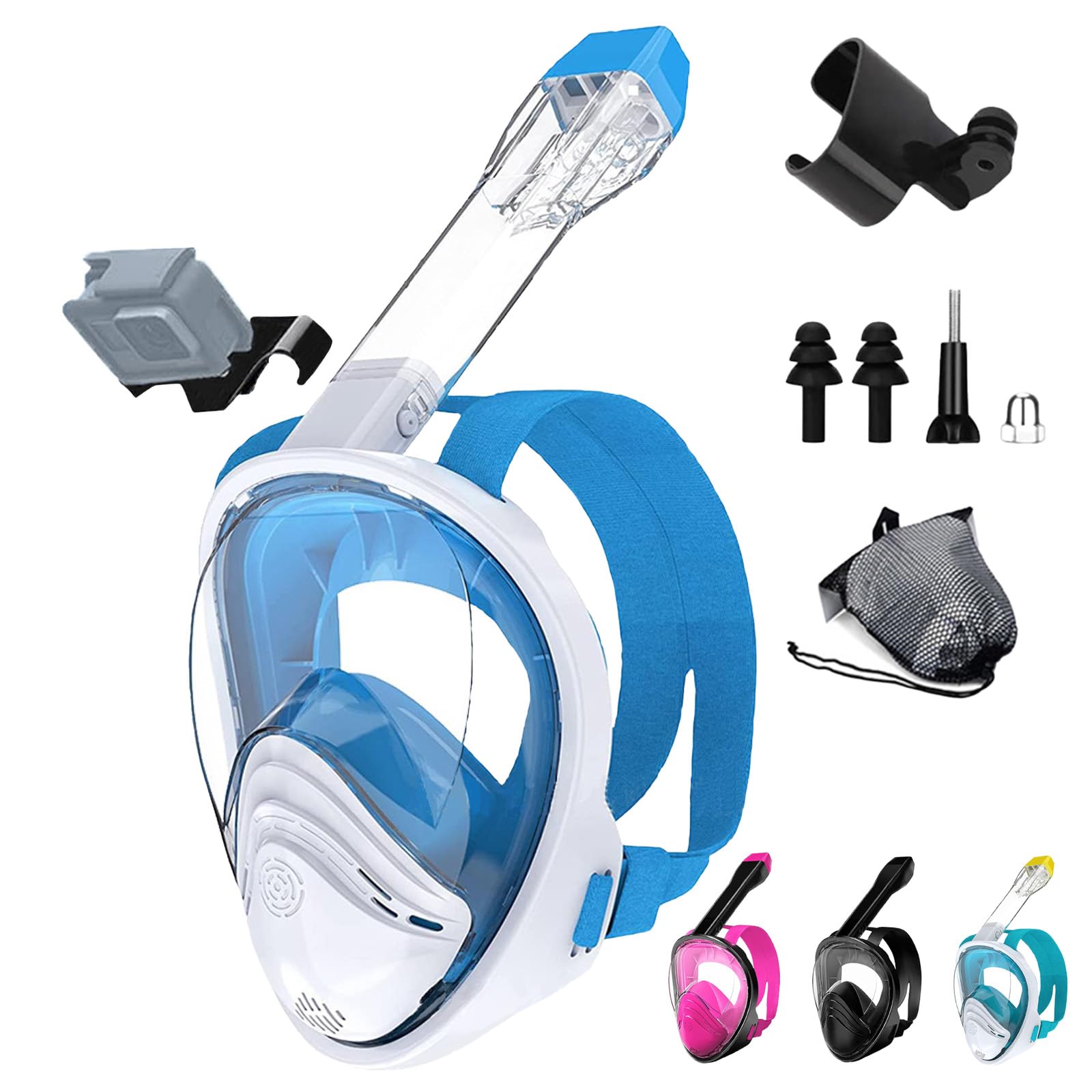 Set per immersioni subacquee in PVC (adulti) con maschera anti appannamento e ampia vista, anti-perdite, vetro temperato, taglia unica