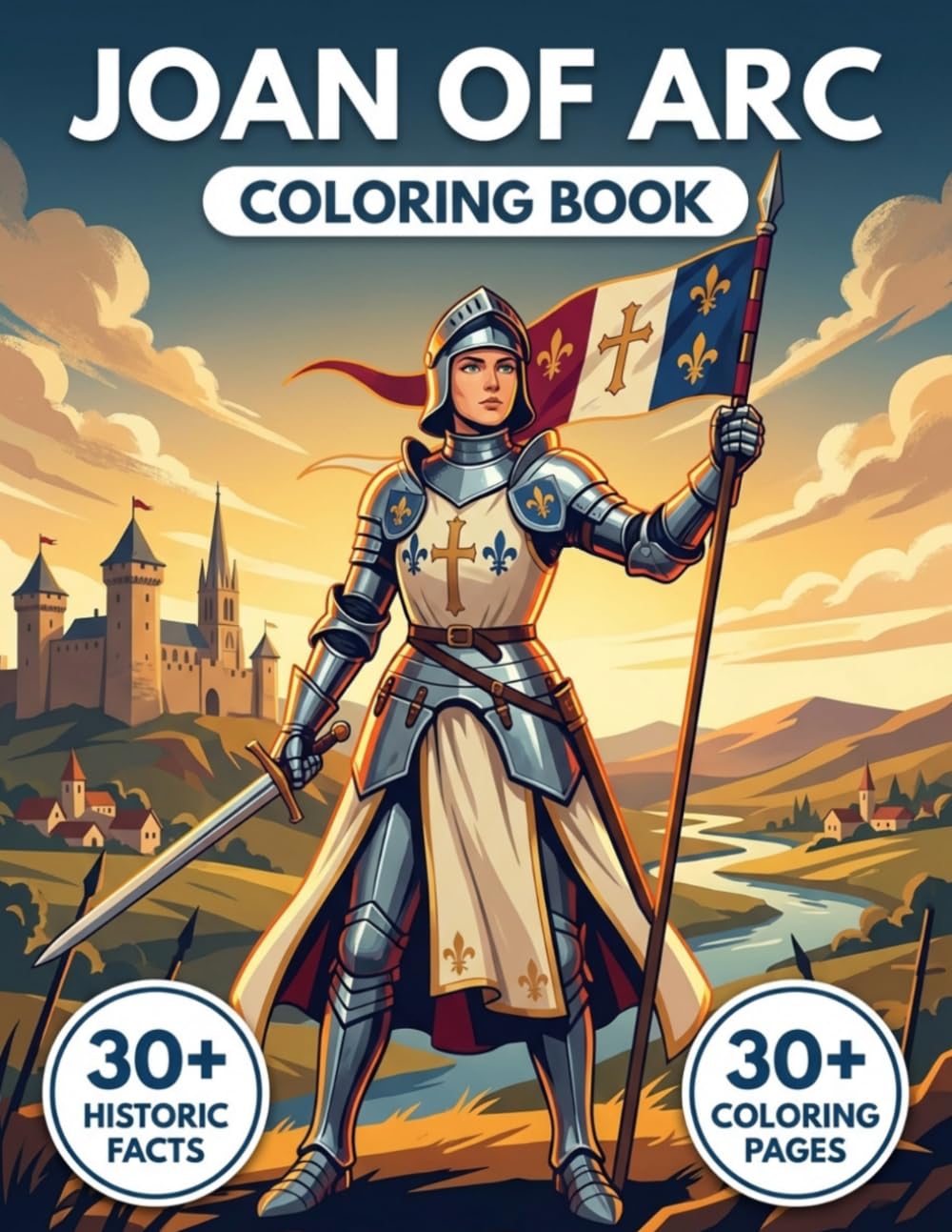 Joan of Arc Coloring Book: Relive the Legend of the Maid of Orléans and the Hundred Years' War with Realistic Illustrations & Educational Context.