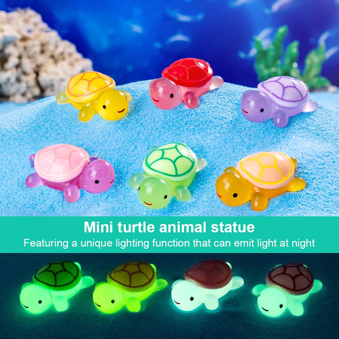 WOZADU 80 mini tartarughe marine luminose, in resina, simpatici
