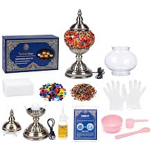 Turkish Mosaic Lamp Kit for Adults, DIY Red Boho Table Lamp
