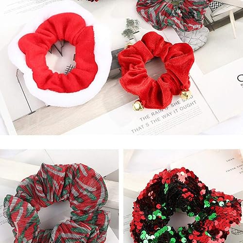 Vista 3 de 5 bandas elásticas para el cabello para Navidad (rojo)