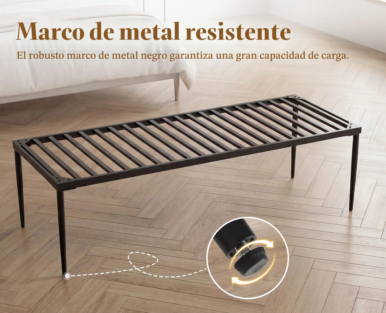 Ya-Home Banco Pie de Cama Daybed de Chenille 140x55x47 cm, Marrón | PU Cuero+Chenille,Estructura de Metal, Cojín Cilíndrico, Bandeja de Madera, Ideal para Dormitorio y Salón