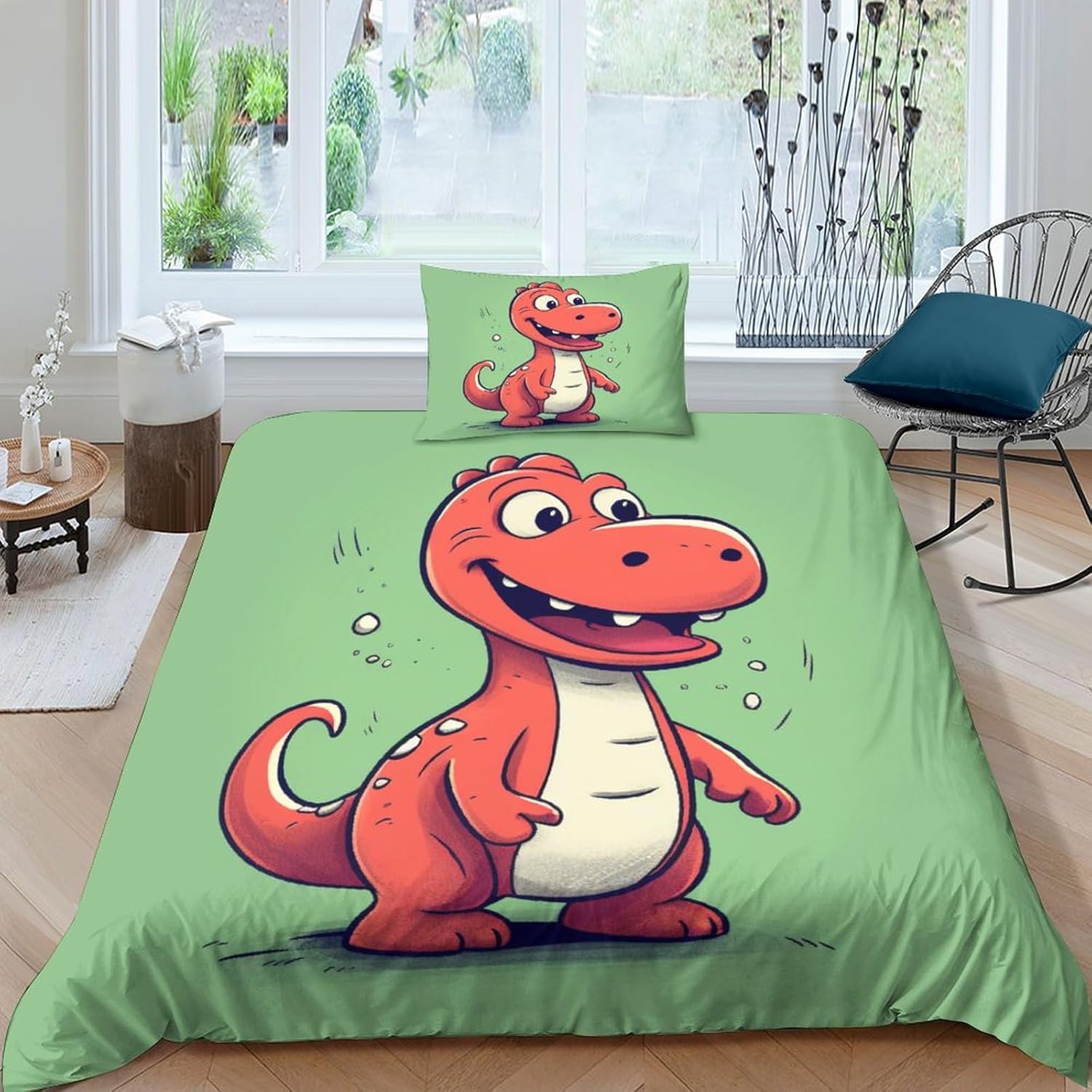 BLUEZY Dinosaur Children's Boys Set Soft Cartoon Duvet Cover with Zip