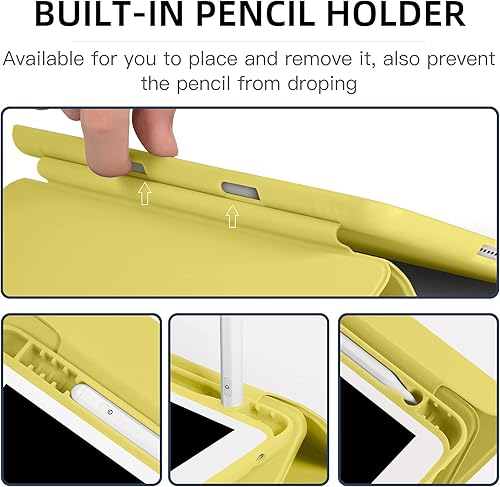 Miniatura 51 de Mastten Funda compatible con iPad de 9ª/8ª/7ª generación, para iPad de 10.2 pulgadas con soporte para lápiz, cubierta trasera de TPU Smart Stand