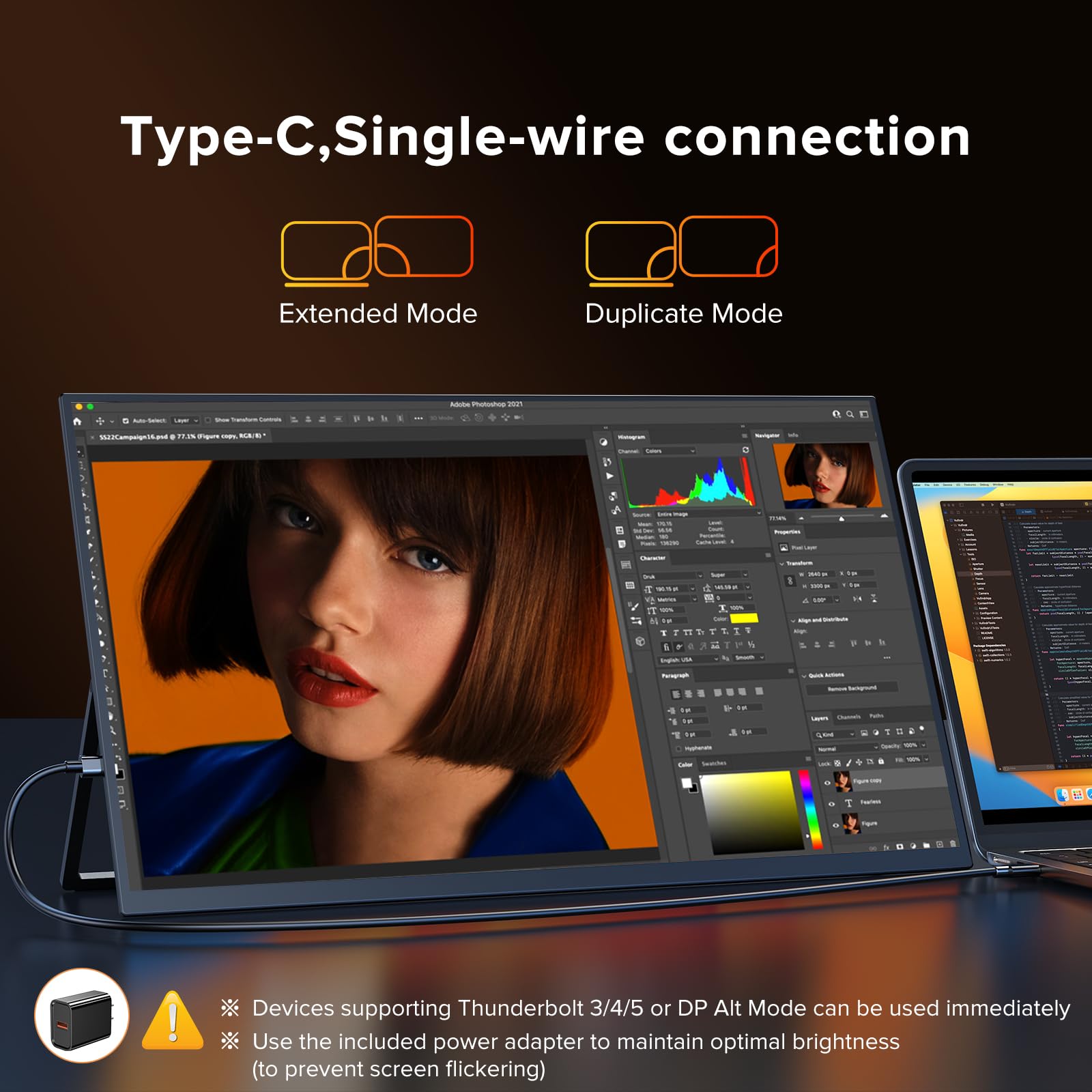 Newsoul Monitor Portatil 18.5 Pulgadas 120Hz, Pantalla portatil 1080P IPS Mate HDR, 2000:1, 125% sRGB con USB-C/HDMI para Portátil/PC/PS5/Xbox, Compatible VESA