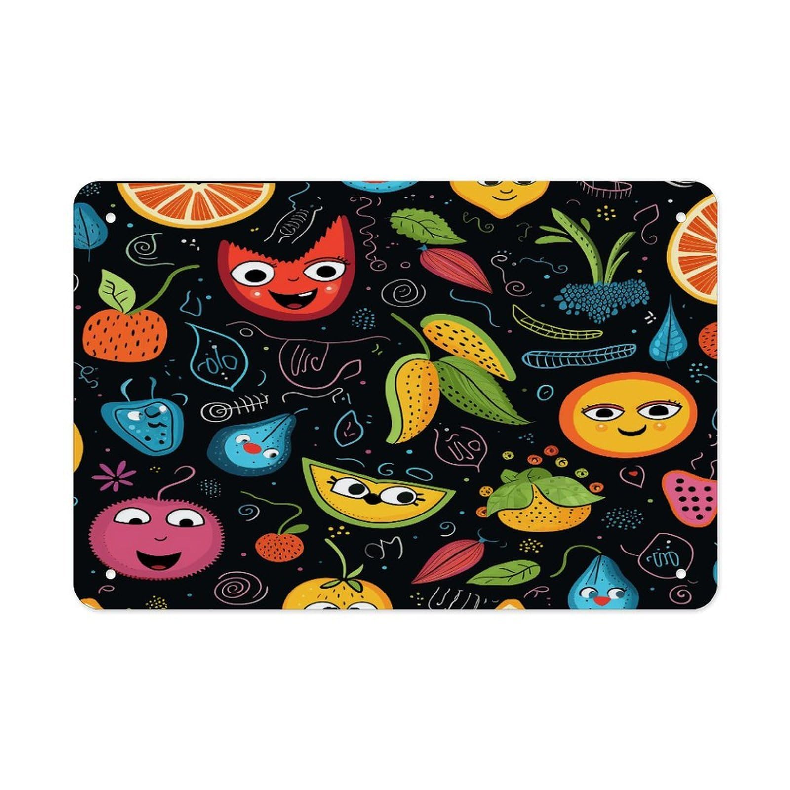 Fekiloot Style Fruits And Butterflies Metal Signs Wall Art Tin Sign