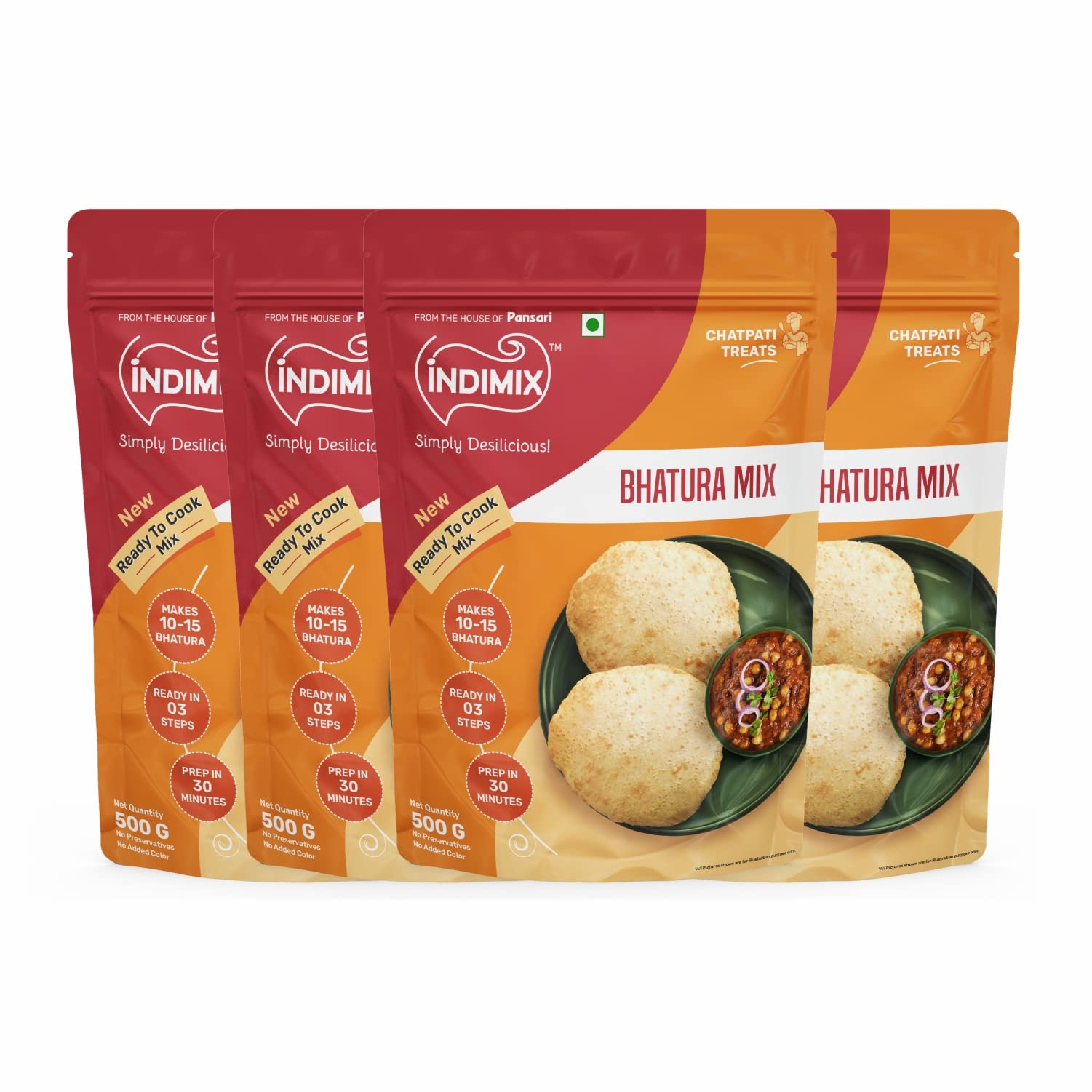 INDIMIX Instant Ready to Cook Bhatura Mix|Healthy and Tasty Bhatura Atta |Multigrain Flour| 100% Natural with No Preservative- 500g (Pack of 4) (B0BRQH6V4M) Amazon Price History, Amazon Price Tracker