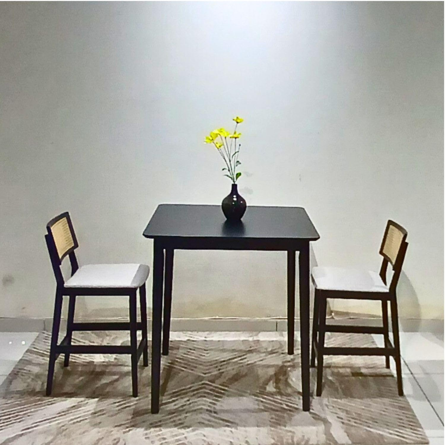 NAVHOME Wooden Long 2 & 4 Seater Bar Table |Bar Dining Table, High Bar Wooden Table | Kitchen Furniture | Solid Wood, Black Finish 2