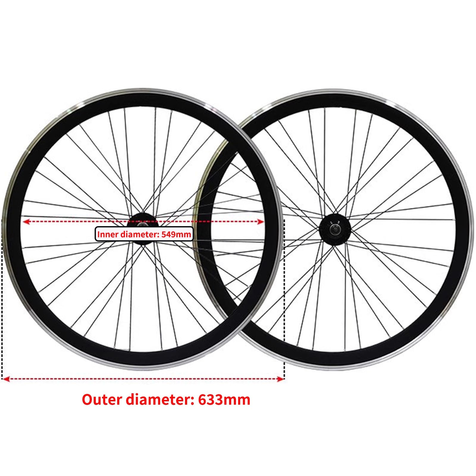 700C Fixie zestaw kół rowerowych, felgi 40 mm, szprychy 32/36 otworów, Singlespeed, hamulec V-brake, stop aluminium, zestaw kół przednich i tylnych