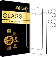 Vista 22 de Ailun Paquete de 2 protectores de pantalla para iPhone 12 Pro Max [6.7 pulgadas] + 2 protectores de lente de cámara, película de vidrio templado