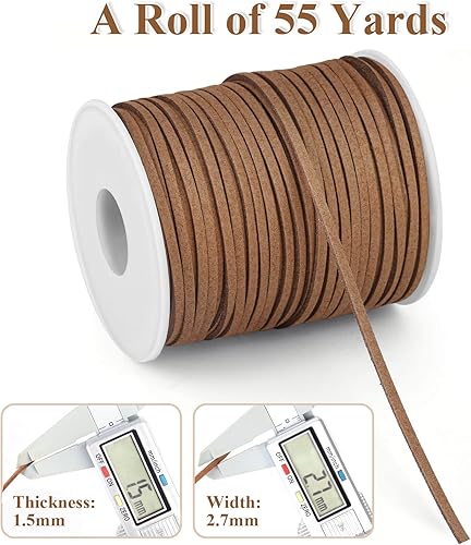 Miniatura 6 de Cuerda de cuero, cordón de ante plano cordón de cuero falso cordón de cuero delgado de encaje de cuero para pulseras, collares, fabricación de joyas