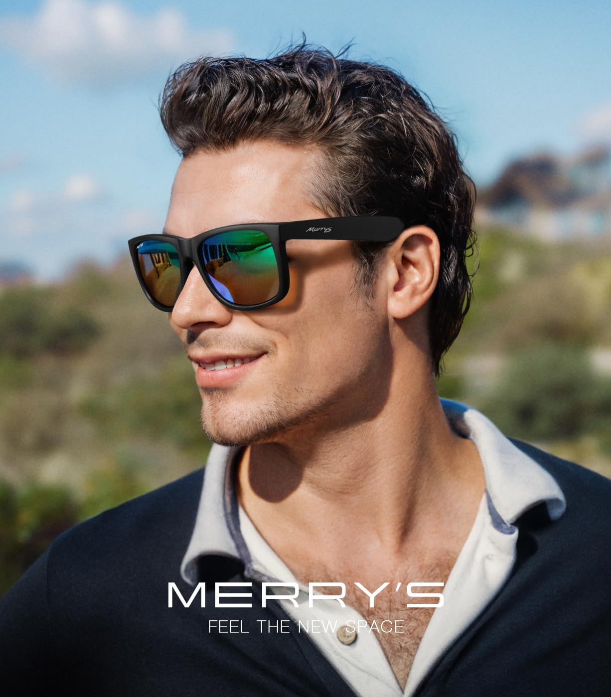 MERRY'S Men's Rectangular Polarized Sunglasses UV400 Protection for Driving Fishing Hiking Golf Outdoor Sport Glasses S8165