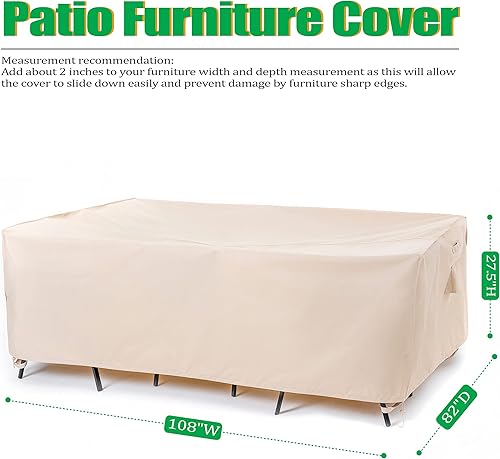 Miniatura 2 de F&J Outdoors Fundas para muebles de patio, impermeables, anti-UV para mesa y sillas, color beige, 108 x 82 pulgadas