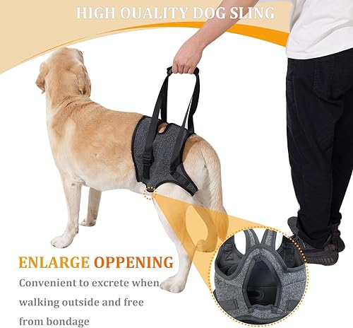 Miniatura 4 de Arneses tipo halter para perros, arnés de elevación ajustable para perros grandes, cabestrillo para perros medianos, soporte de pierna trasera para