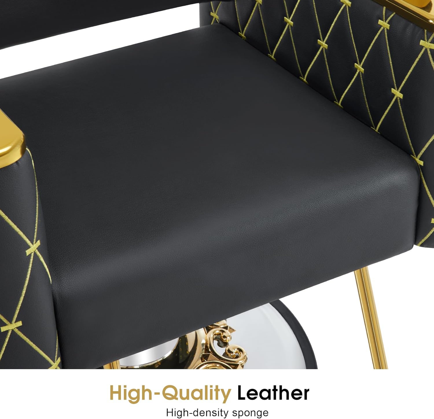 BarberPub Luxurious Salon Chair, Height Adjustable Black&Gold Salon Beauty Spa Styling Equipment, 440lbs Hydraulic Pump for Hair Stylist, Barber Shops&Beauty Salons 8633 (Black Gold)