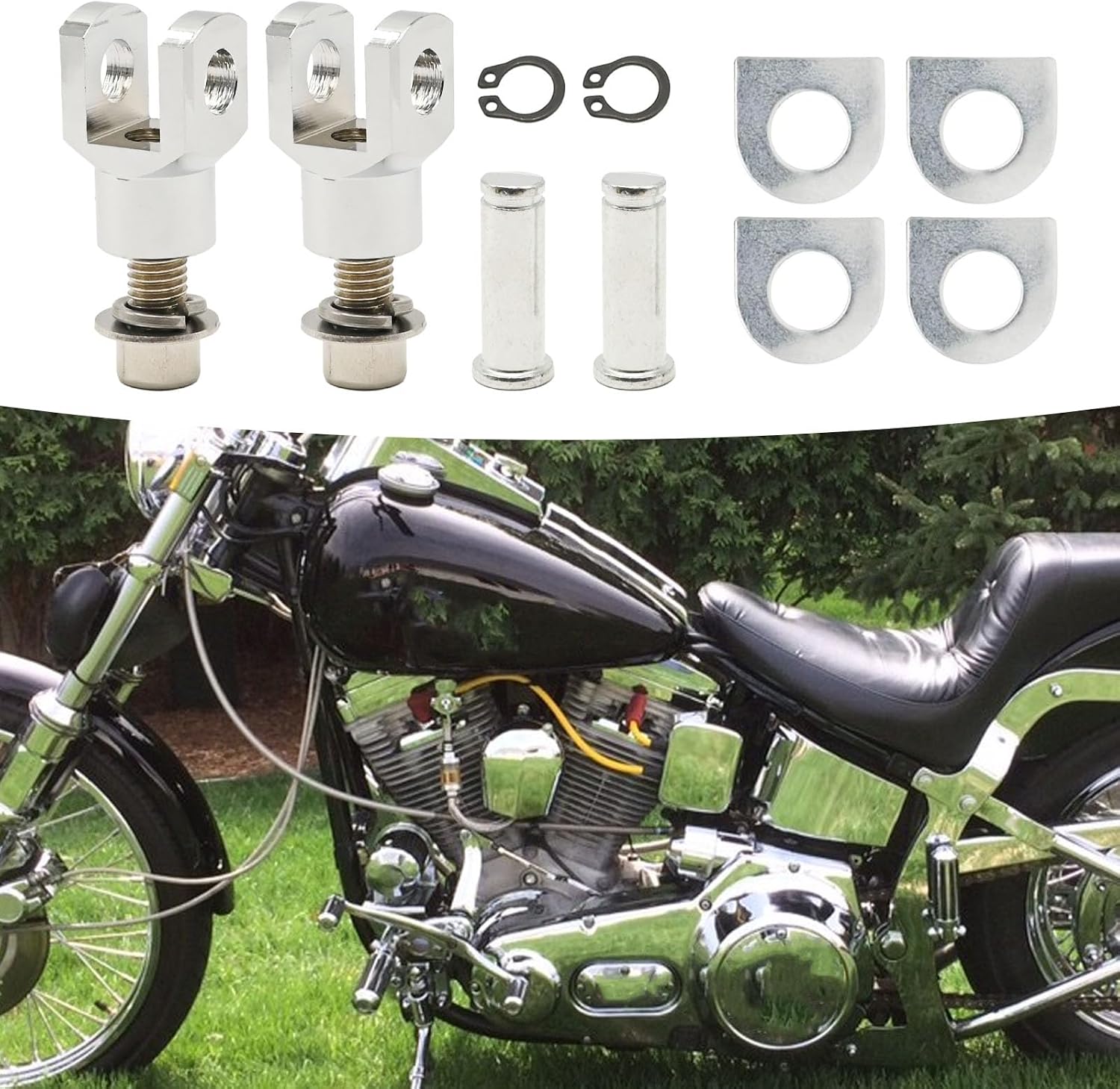 Motorcycle Foot Pegs Support Mount Footrest Mounting Kit Replacement for Harley FX Softail FXST FXR Low Rider Custom FXLR FXR Super Glide