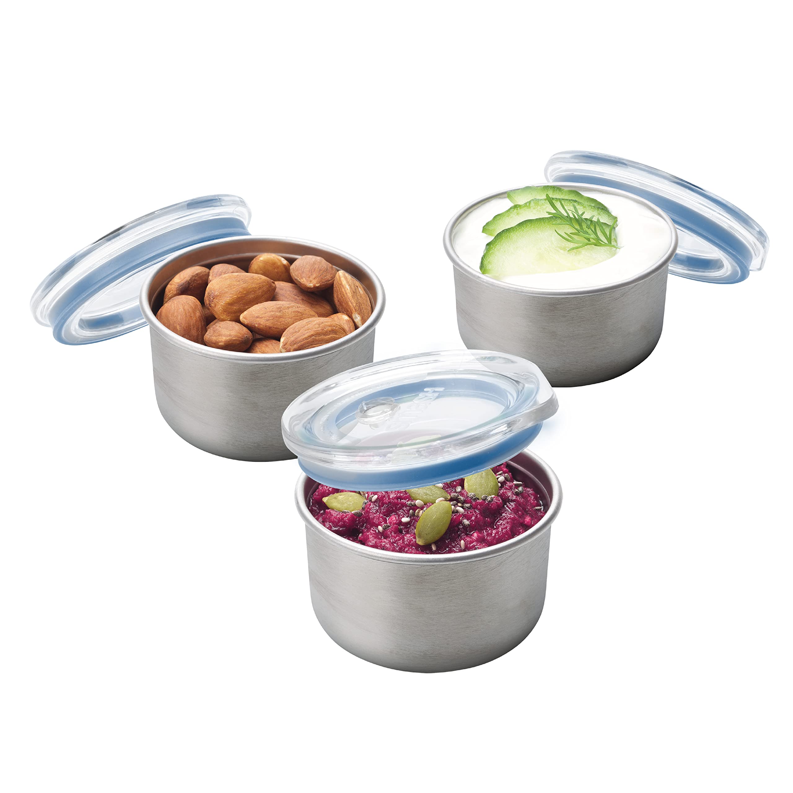 Smash Microwave Safe Stainless Steel Mini Dressing/Sauce Pots, Blue, 60 ml Capacity (Pack of 3), 3 x 60ml