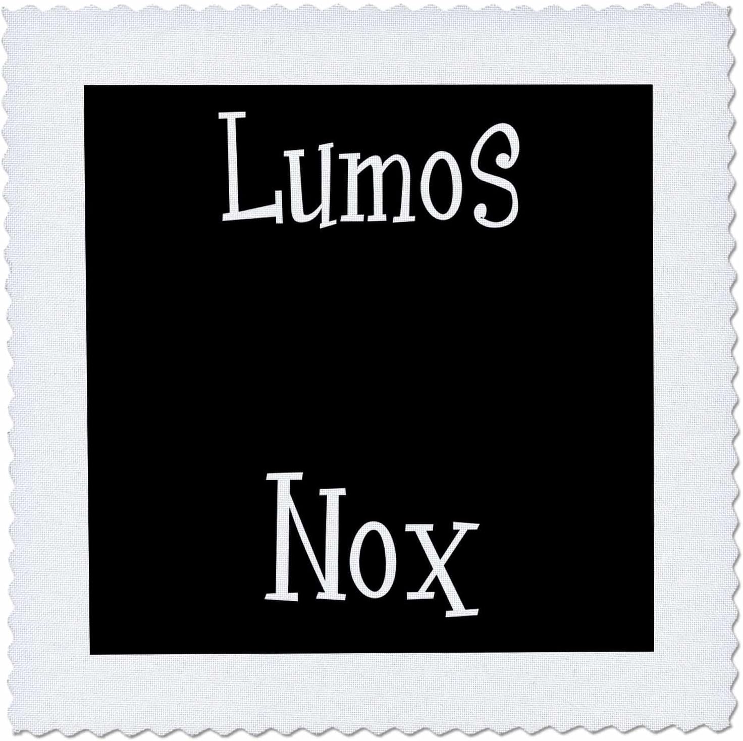 3dRose Lumos and Nox - Meaning Light and Dark Night - Lightness or Darkness on or Off - Black and White 25x25 inch Quilt Square