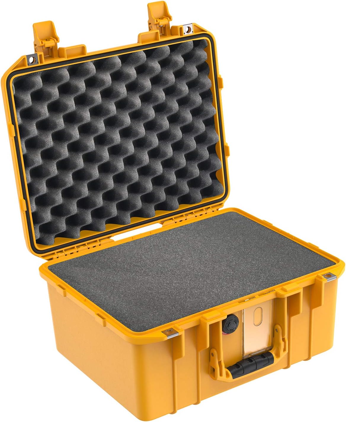 Pelican Air 1507 Case, open with foam, yellow