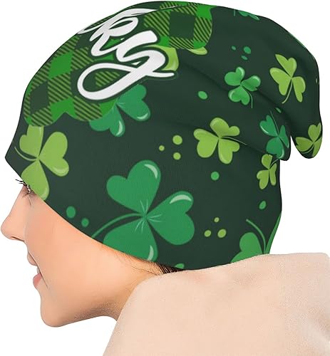 Miniatura 7 de Kicoyuaz Gorro de punto de la suerte del día de San Patricio para adultos gorro de punto elástico de calavera para mujeres y hombres