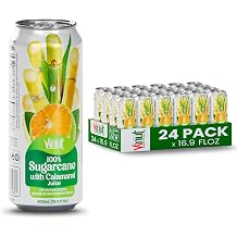 VINUT 100% Sugarcane with Calamansi Juice, No Added Sugar, Not From Concentrate, 16.9 fl oz 500 mL Can, Pack of 24