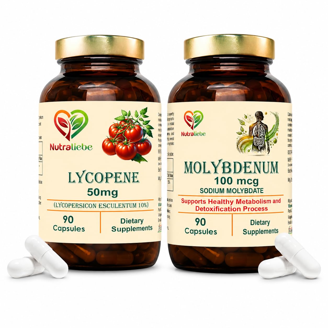 Lycopene 50mg + Molybdenum 100 mcg Bundle | Antioxidant, Detox & Metabolism Support | 90 Capsules Each-image-29