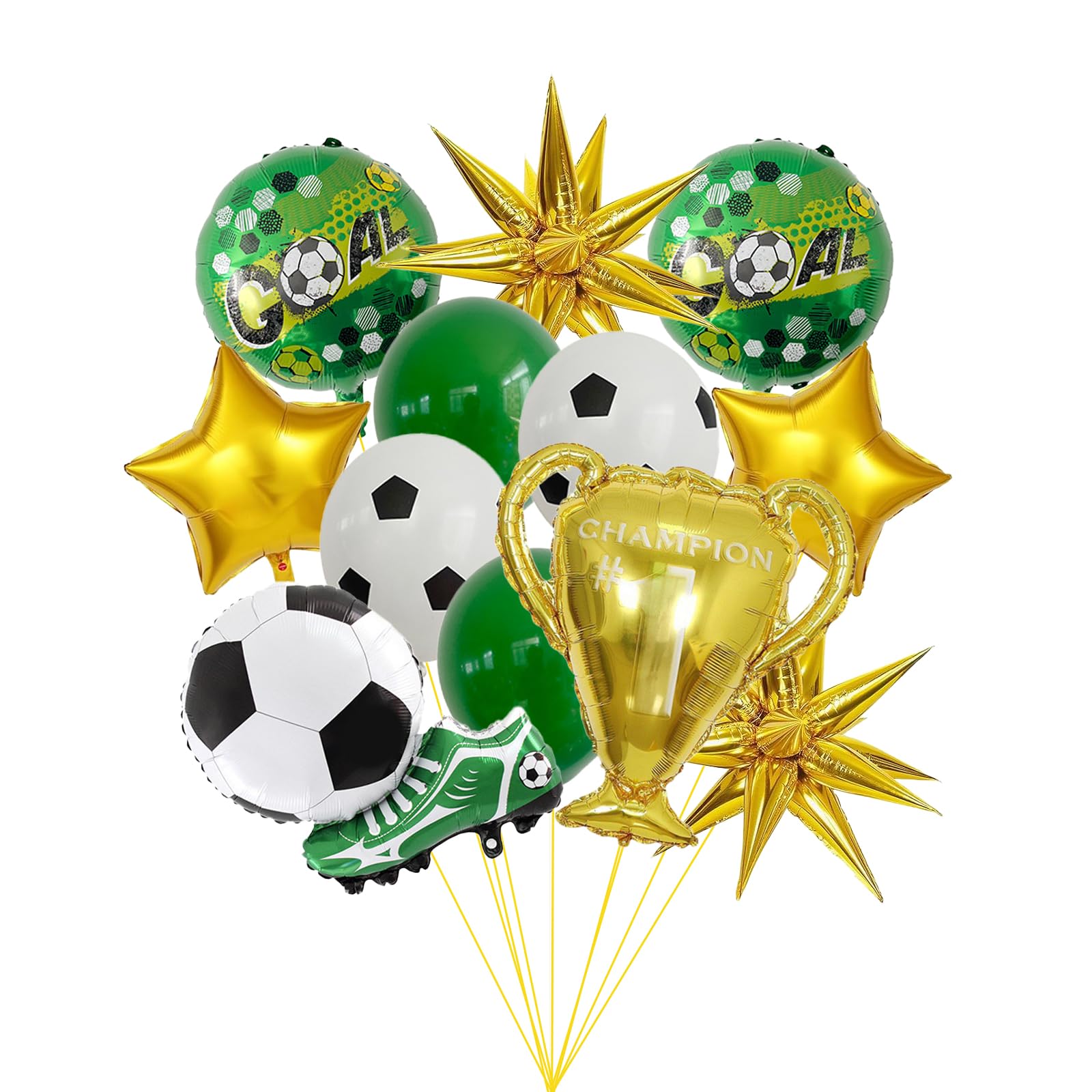 Photo 1 of 12 PCS Soccer Balloons, Large Gold Trophy Balloon, Sneaker Decorations for World Cup Theme Party, 22 Inch Black White Soccer Balloons for Birthday Party