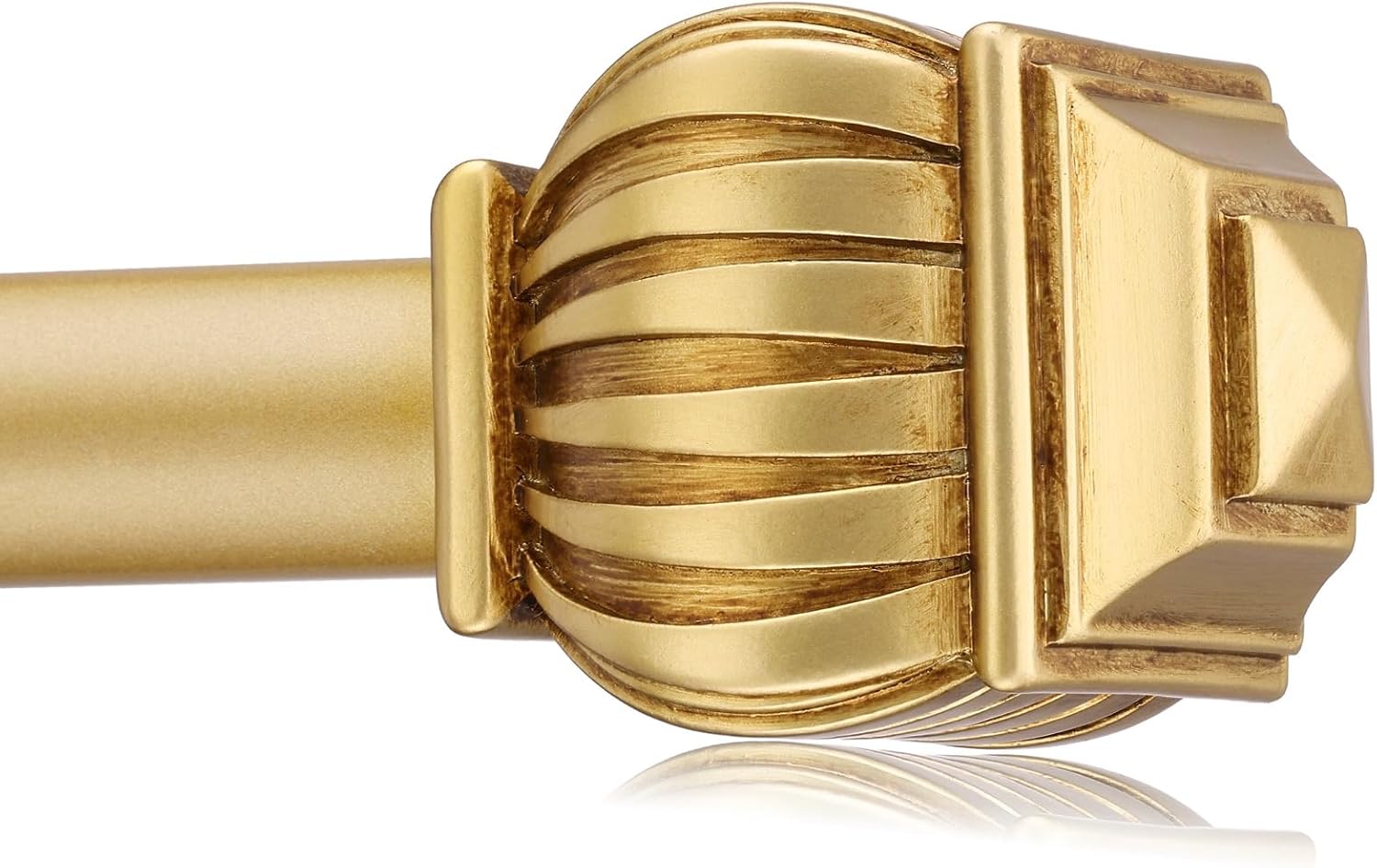 Gold Curtain Rods for Windows 28 to 55 Inches Adjustable Heavy Duty 6/8" Diameter Window Curtain Rod with Decorative Finials for Bedroom Kitchen Living Room