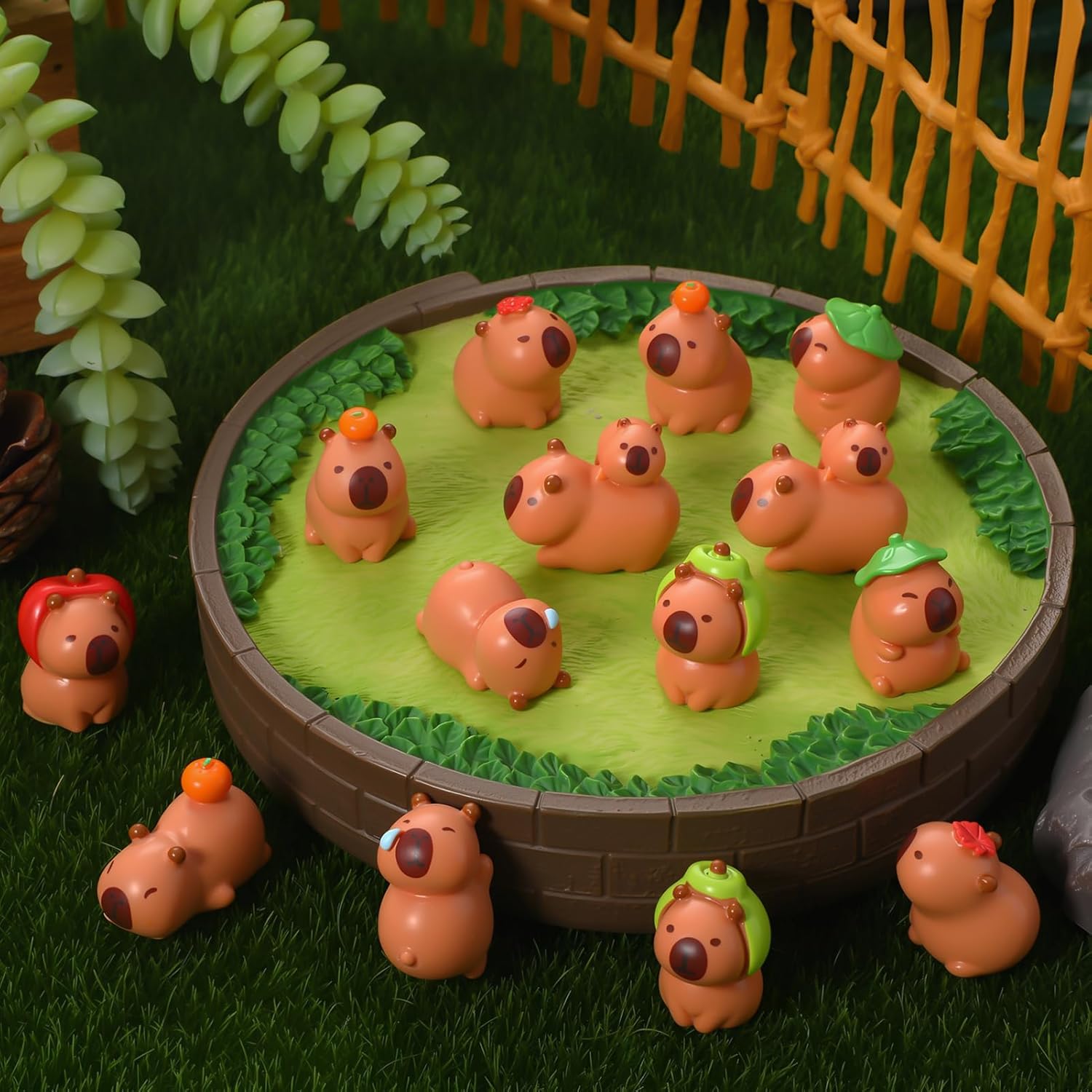 24 Pcs Mini Capybara Figures 8 Styles Cute Capybara Figurines Mini Resin Capybaras Resin Animals Tiny Animals Miniature Figurines for Garden Landscape Dollhouse Tabletop Birthday Party Decor