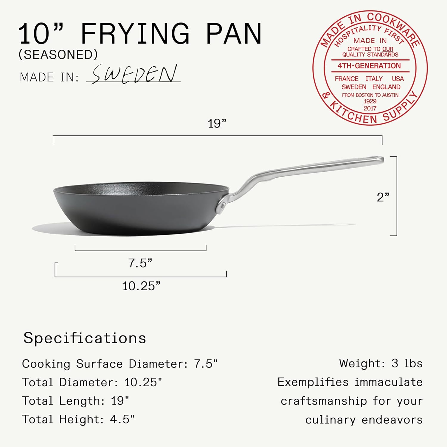 Made In Cookware - Seasoned 10" Blue Carbon Steel Frying Pan - (Like Cast Iron, but Better) - Professional Cookware - Crafted in Sweden - Induction Compatible - Image 3