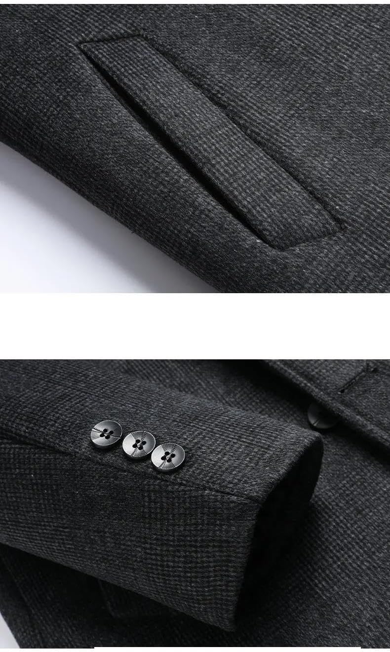 Men's Casual, Thickened Wool Trench Coat, A Warm Winter Jacket.