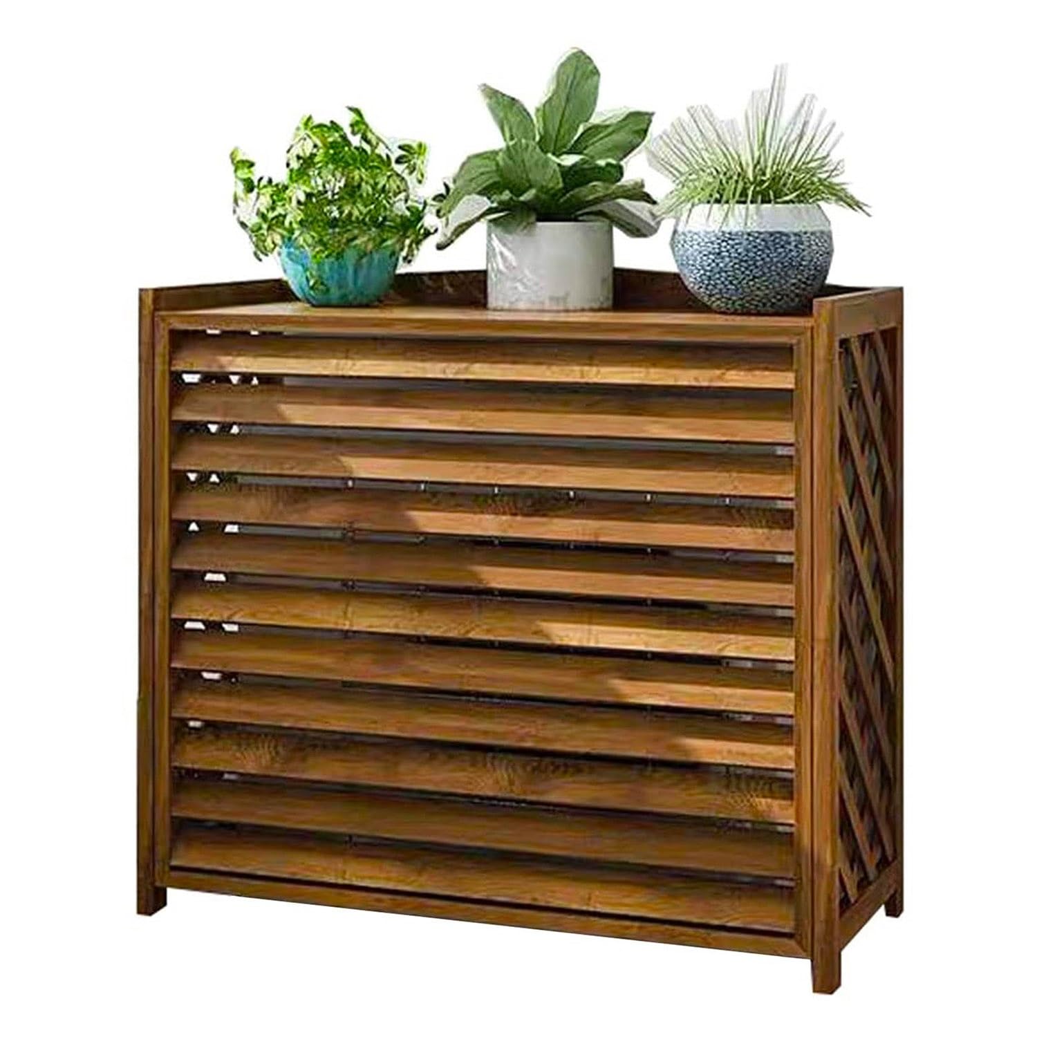 Uytoiz One Color Hidden Air Conditioning Privacy Screen Fences Wooden Air Conditioner Cover, Space Divider Flower Stand, Louver Design Fence Air Conditione Cover, Easy Installation ( Size : X-Large L120xw57xh100cm )