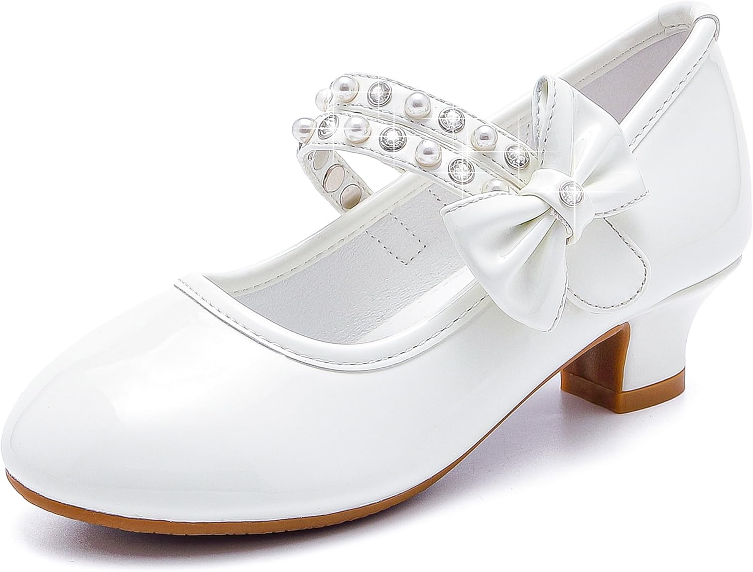 Girls dress shoes flower girl shoes with low heel pump glitter princess  heels for toddler to big kids birthday christmas wedding amp party