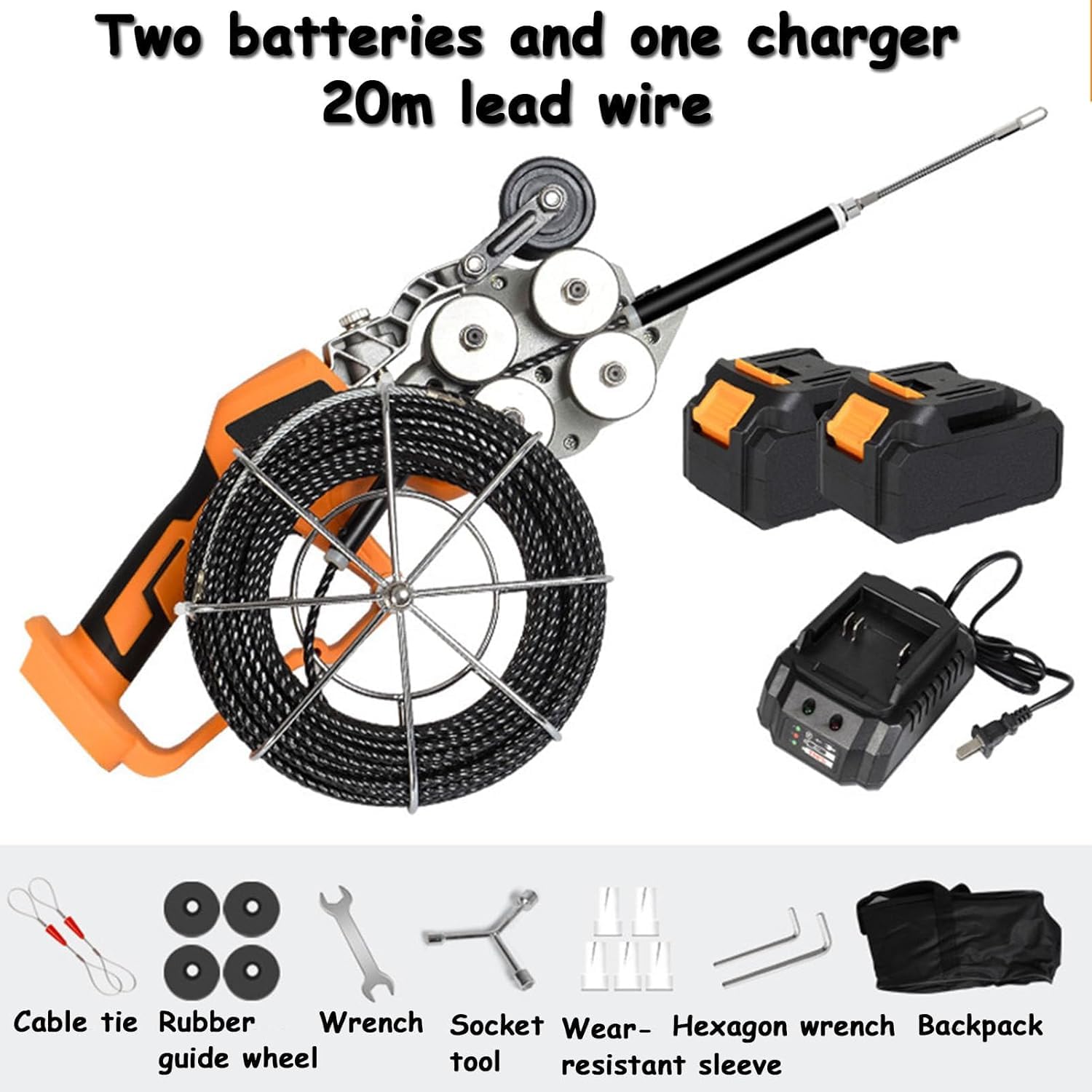 Máquina de Pasar Cables sin Cable con Motor brushless, turbina de Cobre Puro y 180kg de Fuerza de tracción. Herramienta automática para electricistas, construcción y múltiples configuraciones.