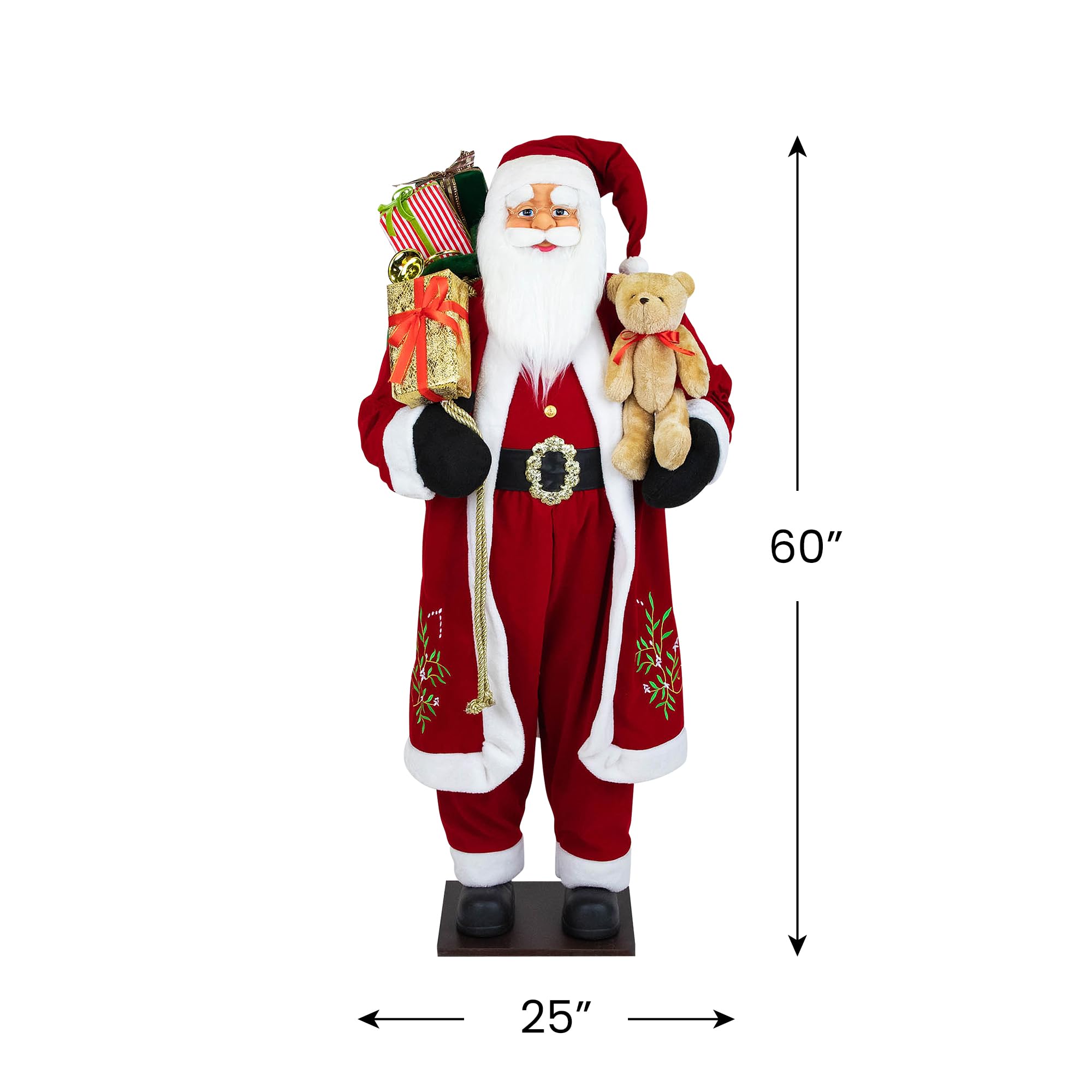 Northlight Traditional Santa Claus with Teddy Bear and Gift Bag