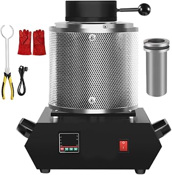 1-3Kg Small Gold Jewelry Gold Melting Furnace, 110V/220V Digital Display Electric Melting Furnace with Graphite Crucible for Silver, Gold, Copper, Aluminum