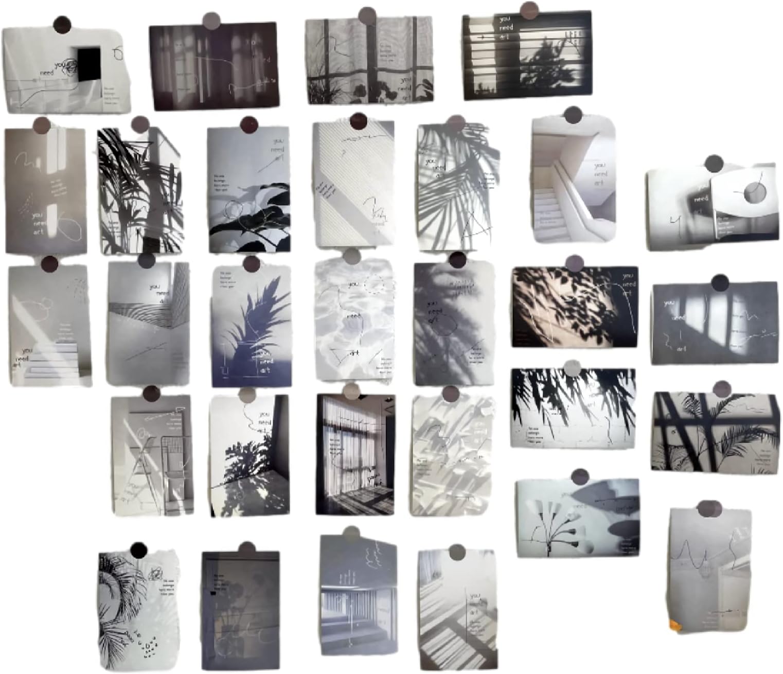 Donaly Stylish Cute Postcard Set of 30 Postcard Size Nordic Korea Overseas Interior Miscellaneous Goods Mini Poster (Art of Light and Shadow)