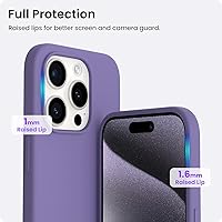 Vista 3 de ORNARTO Funda compatible con iPhone 15 Pro de 6.1 pulgadas, silicona líquida de 3 capas cubierta completa de goma de gel suave, funda protectora